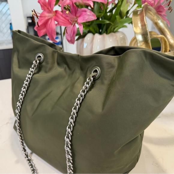 Tory Burch Dark Green Tote with Chain Straps - Picture 7 of 8